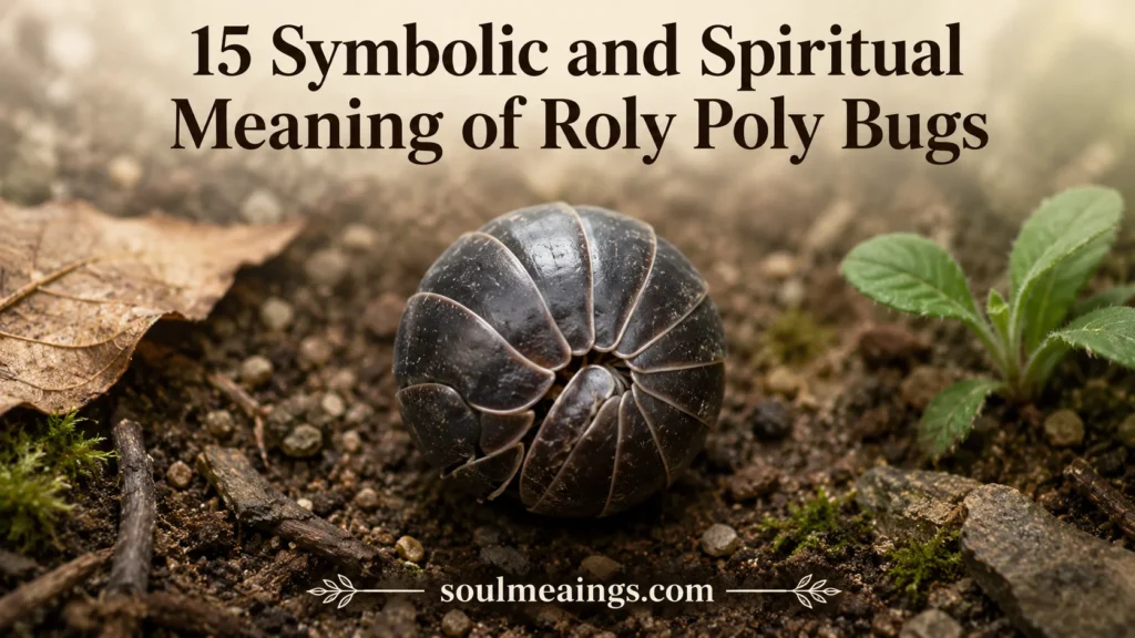 A pill bug rolled into a ball on soil