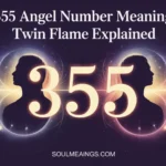 Angel number 355 glowing between two figures symbolizing twin flames
