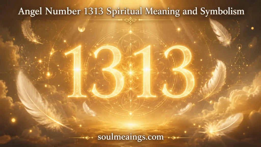 Glowing angel number 1313 with soft light and spiritual symbolism