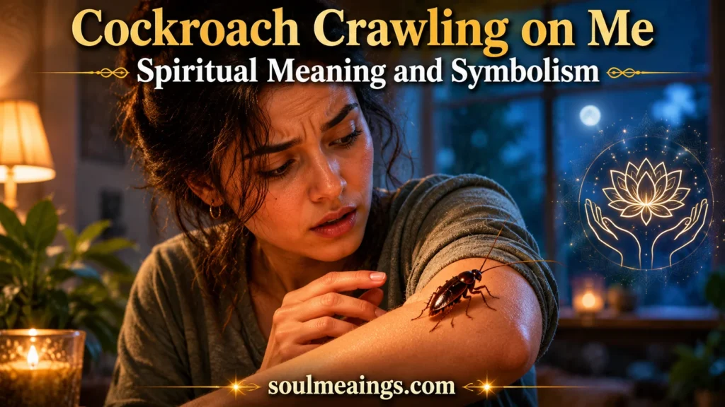 A cockroach crawling on a person’s arm.