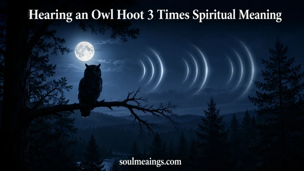 Owl perched on a tree branch at night hooting under moonlight
