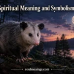 A quiet opossum in a forest at night under soft moonlight.