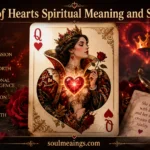 Queen of Hearts playing card with symbolic red hearts and crown