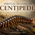 A centipede moving along the ground in soft natural lighting.