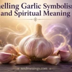 Garlic cloves with a subtle glowing mist representing scent and symbolism