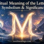 Illuminated letter M with spiritual and natural symbols