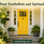 A cheerful yellow front door on a house with a welcoming appearance