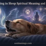 Sleeping dog gently howling in dream state under soft moonlight