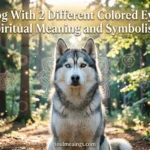 A dog with one blue eye and one brown eye looking peacefully forward.