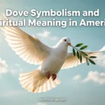 White dove flying with an olive branch in a bright sky