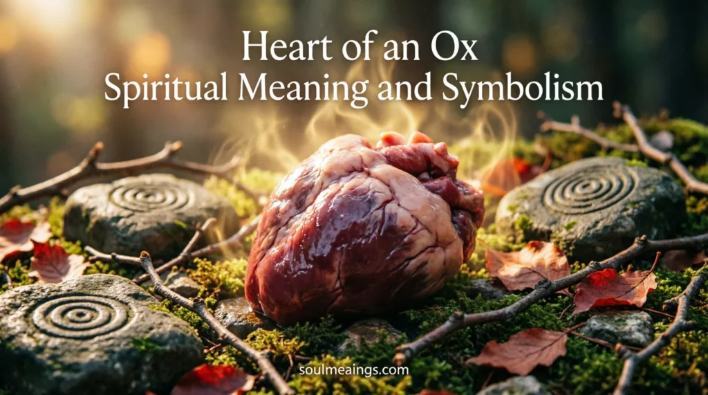Symbolic illustration of an ox heart representing strength, sacrifice, and spiritual endurance.