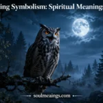 Owl hooting at night on a tree branch under moonlight.
