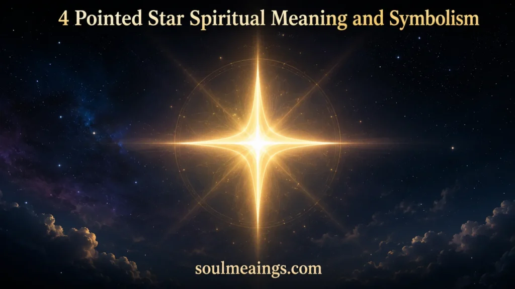 A symmetrical four-pointed star shining with light in a dark background