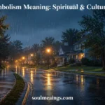 Gentle rain falling on a quiet neighborhood street at dusk