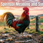 Rooster crowing at sunrise on a farm