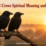 Two crows sitting together on a branch in soft morning light