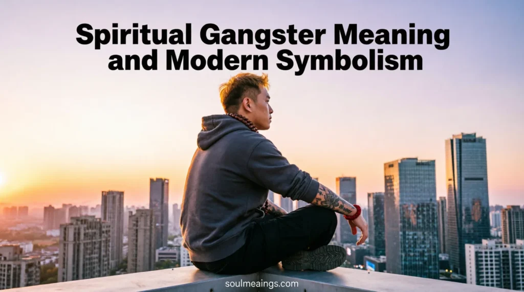 Person meditating on a rooftop while blending spiritual and street-inspired style.