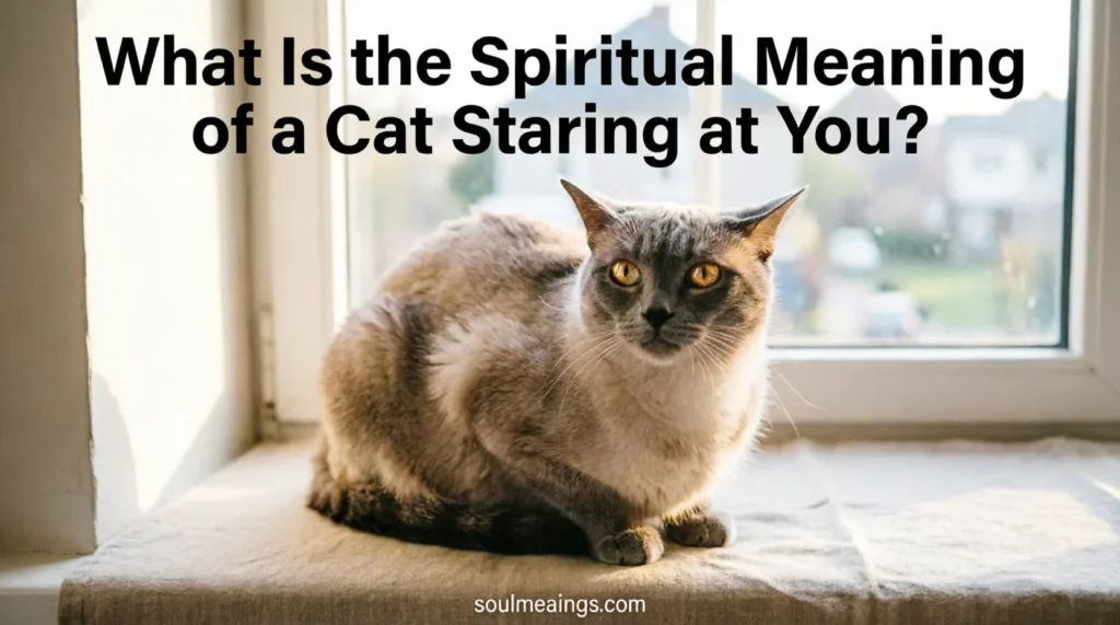 A cat staring intently with focused eyes in a quiet room.