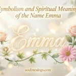 The name Emma in elegant lettering with soft light and floral elements Emma symbolizes strength, warmth, and timeless simplicity.