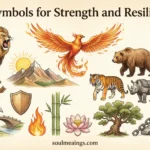 Collection of symbols associated with strength and resilience from different cultures.
