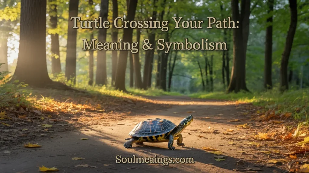 A turtle crossing a quiet path in nature