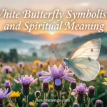 A white butterfly sitting on flowers during sunrise.