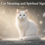 White cat sitting peacefully in soft glowing light