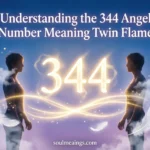 Angel number 344 glowing between two spiritual partners under a night sky.