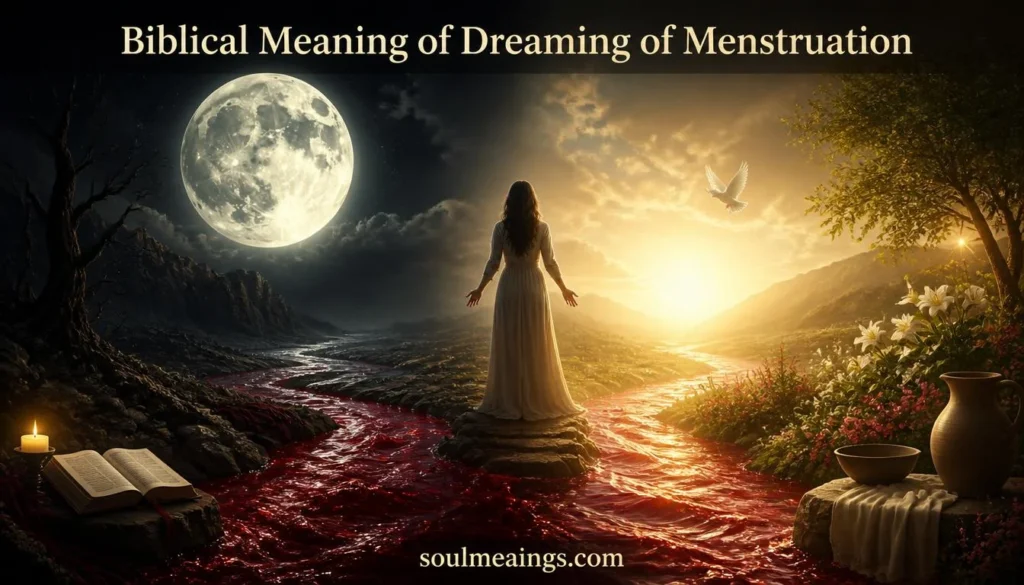 Symbolic illustration of menstruation in a spiritual dream setting.