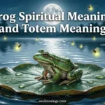 Green frog sitting on a lily pad in a moonlit pond.