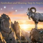 A mountain goat standing confidently on a rocky cliff at sunrise.