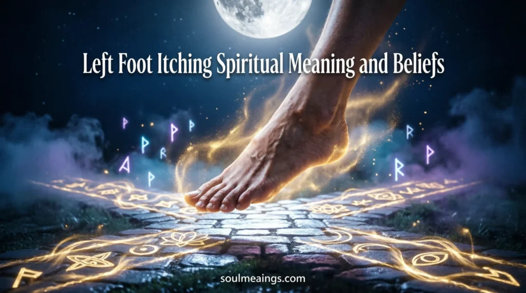Illustration of a glowing left foot symbolizing spiritual guidance and life direction.