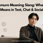 Demure meaning slang explained through a stylish composed social-media-inspired scene.