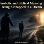 Symbolic illustration of a person being kidnapped in a dream with spiritual imagery.