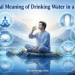 Person drinking clear water in a symbolic dream setting.