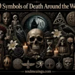 Artistic collection of worldwide symbols associated with death and remembrance.