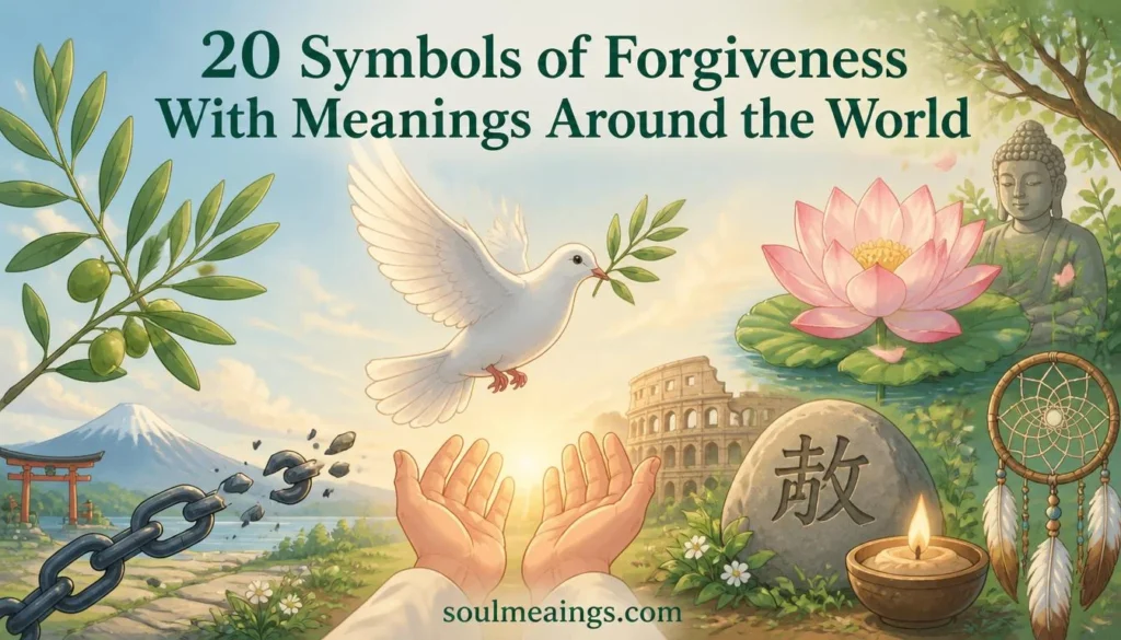 A collection of global symbols representing forgiveness and peace.