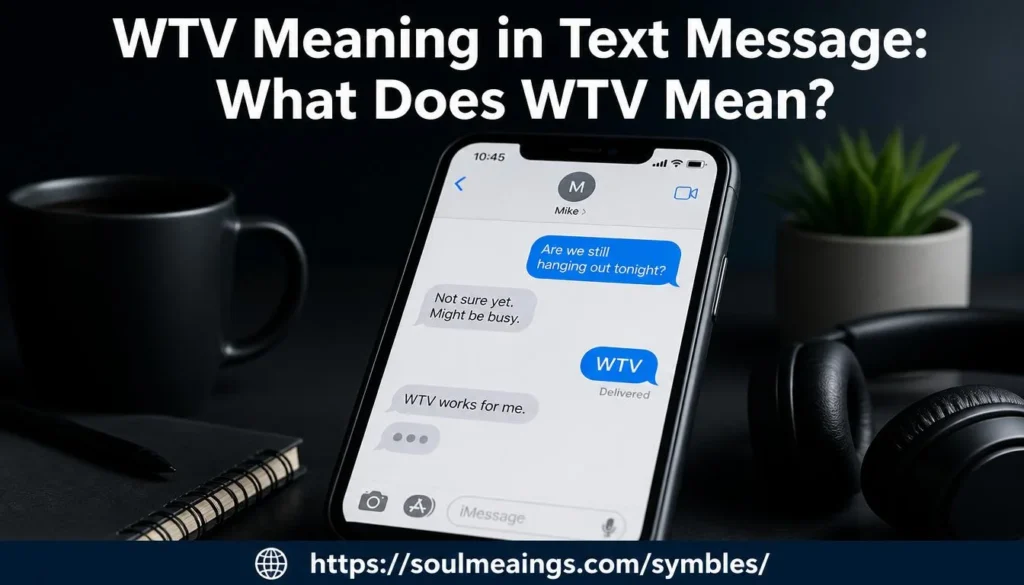 WTV meaning in text message shown in a smartphone chat conversation.
