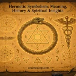 Ancient Hermetic symbols drawn on parchment with mystical lighting