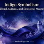 Deep indigo tones surrounding stars, fabric, and glowing spiritual symbols.