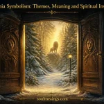 An antique wardrobe opens into a snowy enchanted forest, symbolizing hope, spiritual discovery, and transformation.