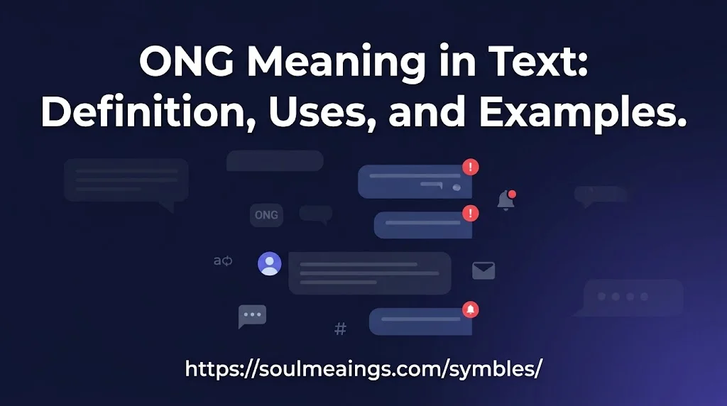 ONG meaning in text with messaging icons and social media symbols.