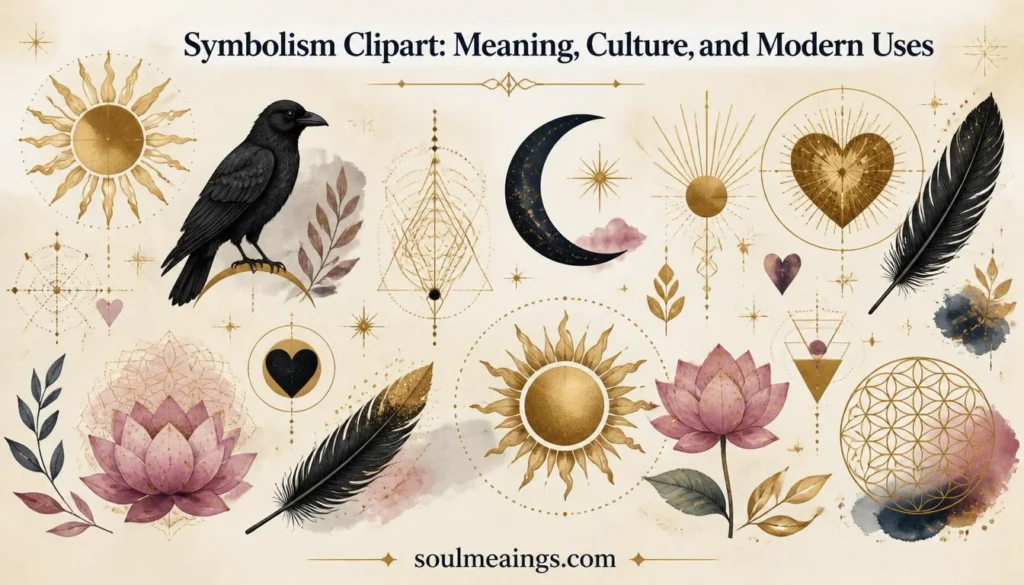 Colorful symbolic clipart icons featuring spiritual and cultural imagery.