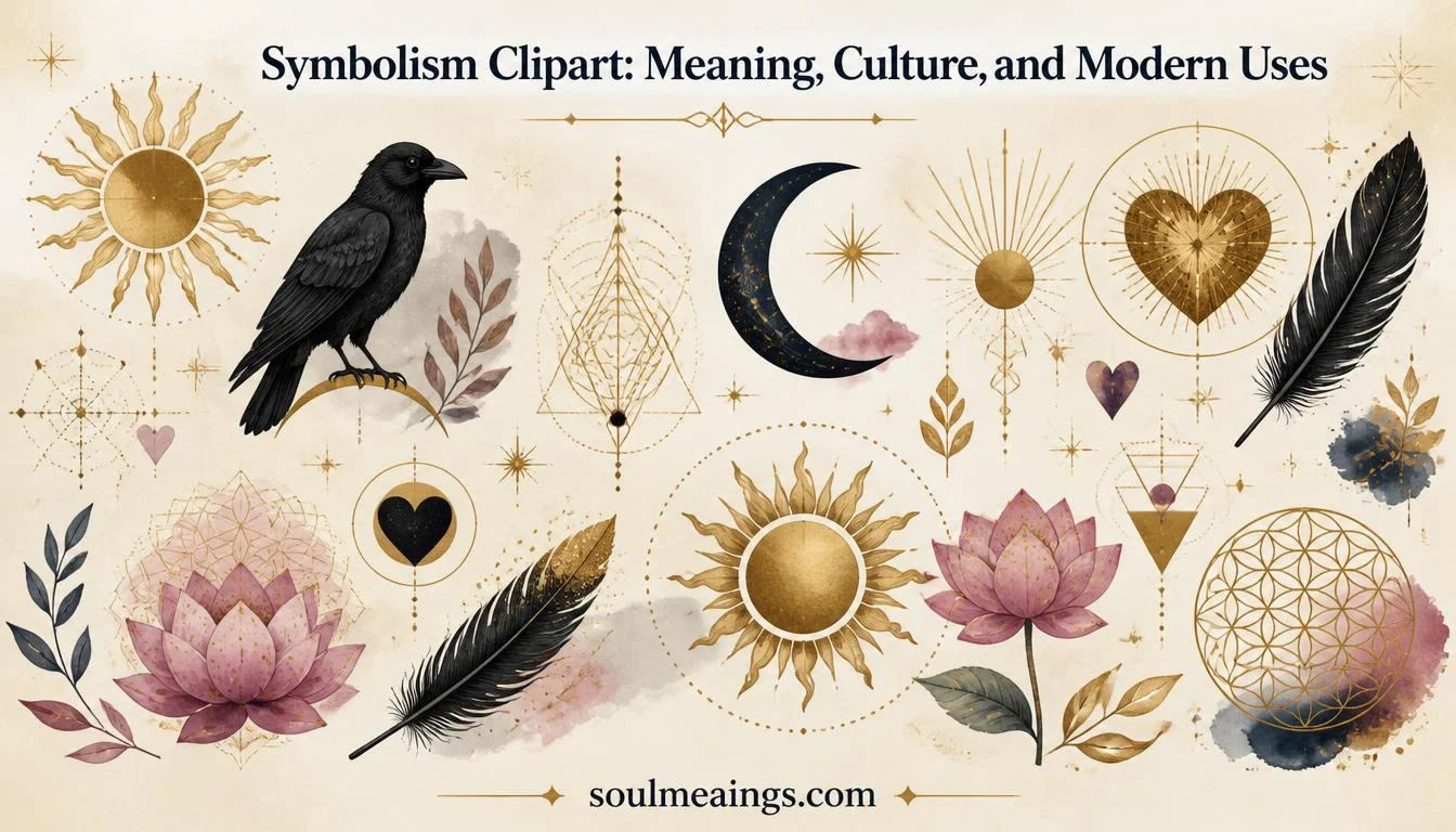 Colorful symbolic clipart icons featuring spiritual and cultural imagery.