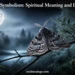 Moth resting on a branch under moonlight, symbolizing transformation, intuition, and spiritual growth.