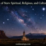 Bright stars shining over a peaceful nighttime landscape.