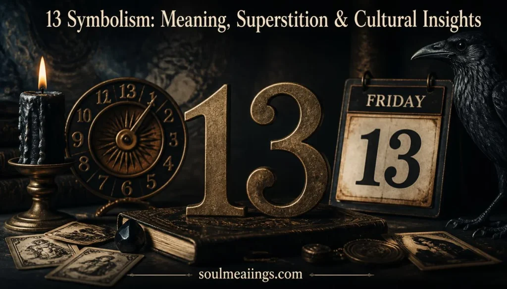 The number thirteen displayed beside a calendar, representing superstition, mystery, and cultural symbolism.