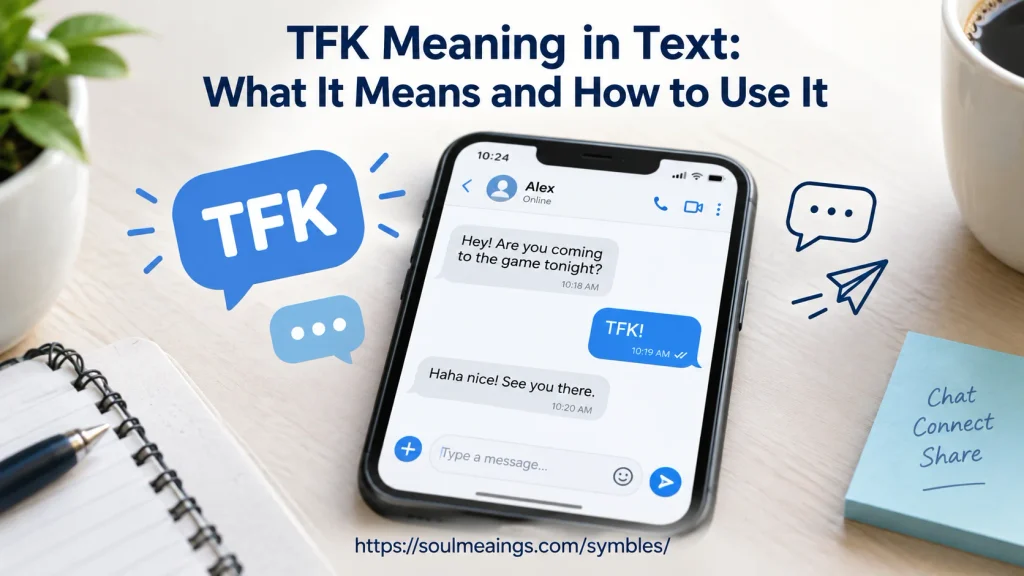 TFK meaning in text explained through a smartphone messaging conversation.