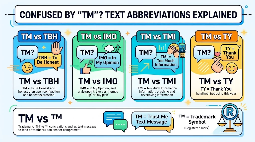 TM vs. Similar Texting Abbreviations